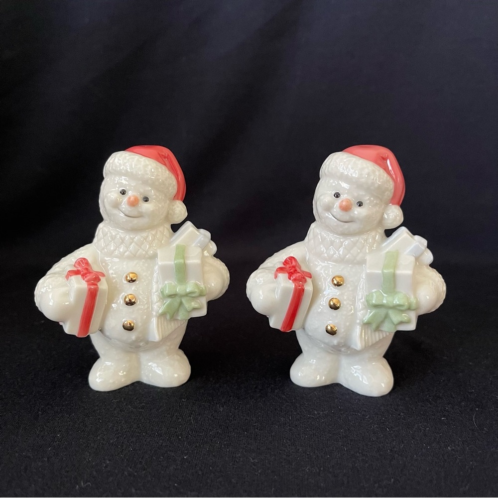 2 - Lenox Snowmen - porcelain figurine with gold buttons
